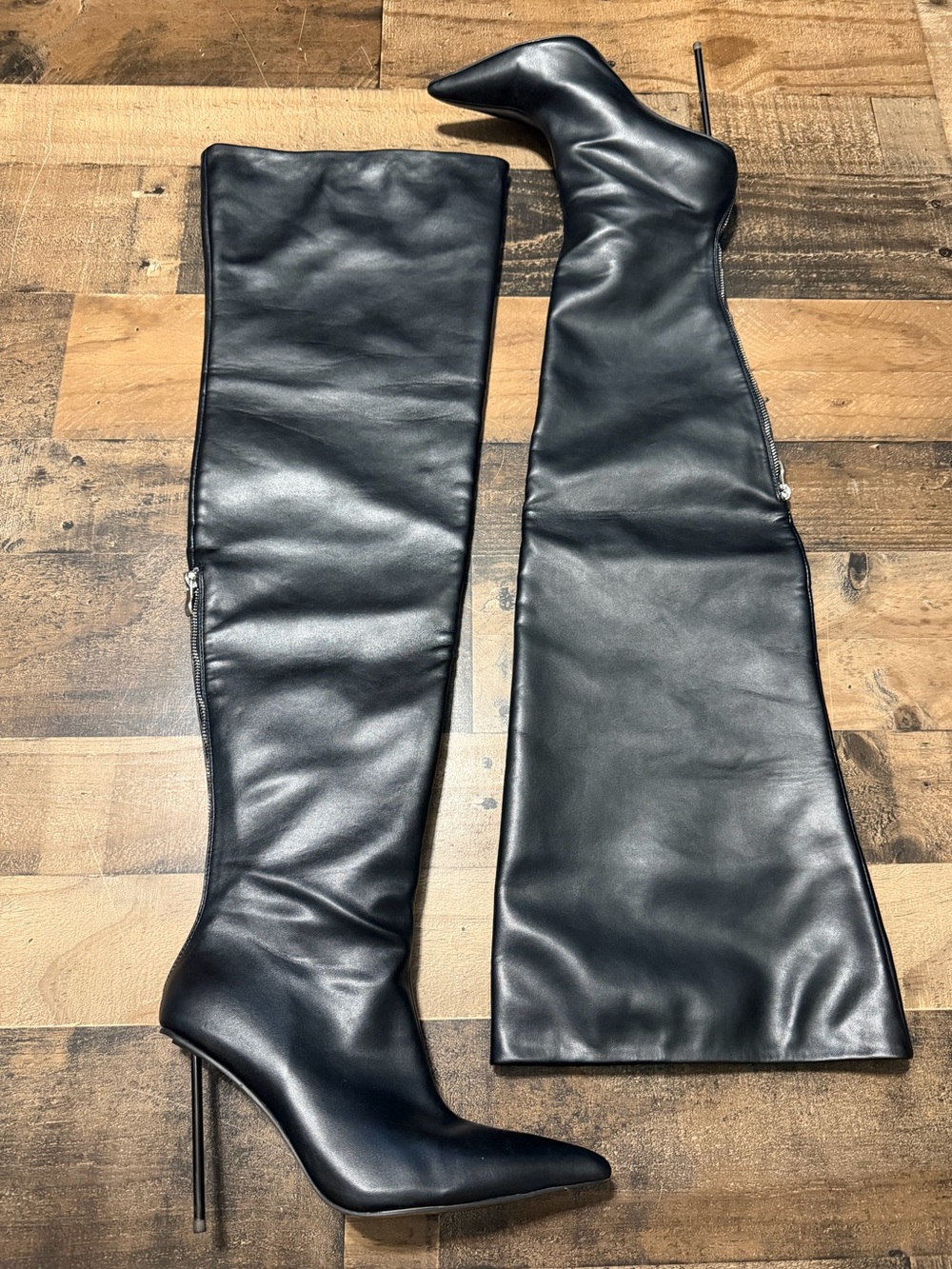 Shane Justin Over-the-Knee Faux Leather Zip Up Boots